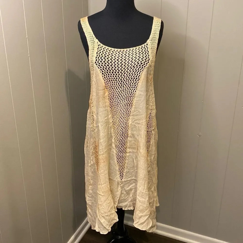 NWT ELAN CROCHET COVER UP DRESS MEDIUM Light Orange Beach